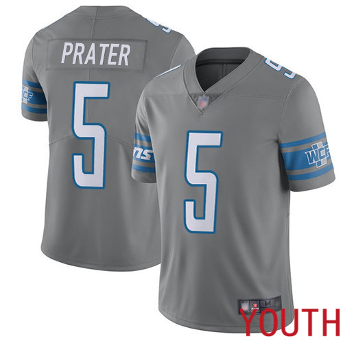 Detroit Lions Limited Steel Youth Matt Prater Jersey NFL Football 5 Rush Vapor Untouchable